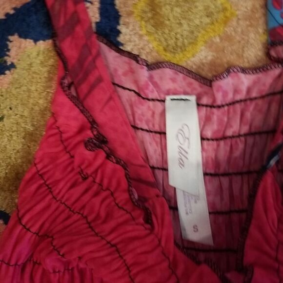 Hot Pink Ella Strap Smocked Summer Sun Dress Small Mid-Length - Picture 4 of 7